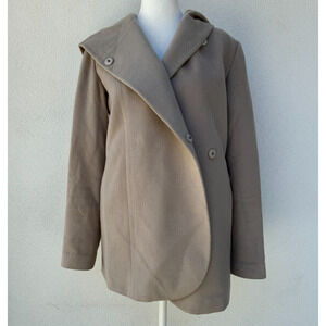 Lan jaenicke Designer Cashmere Coat Sz.1 (0-2) Neutral Taupe Button Closure